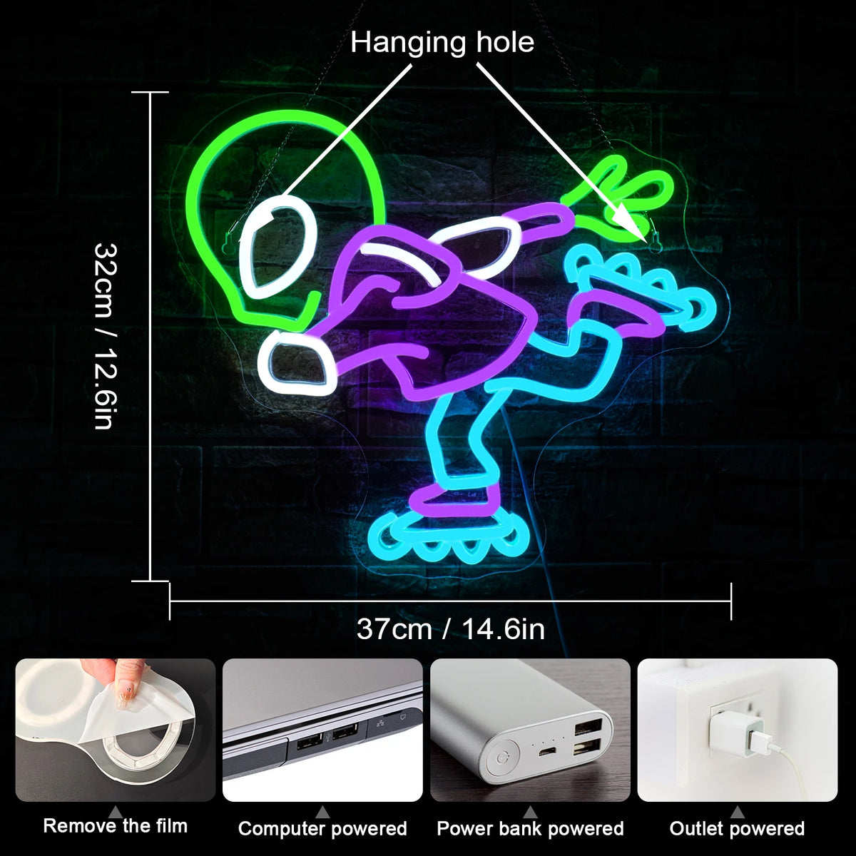 Alien 5V USB LED Ljusskylt - Prisvärd