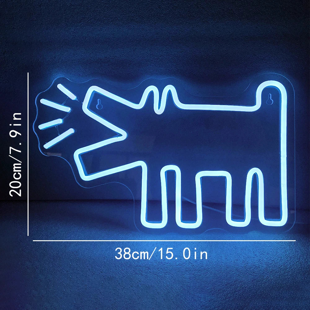 Kontur av skällande hund – LED-neonskylt (5 V USB)