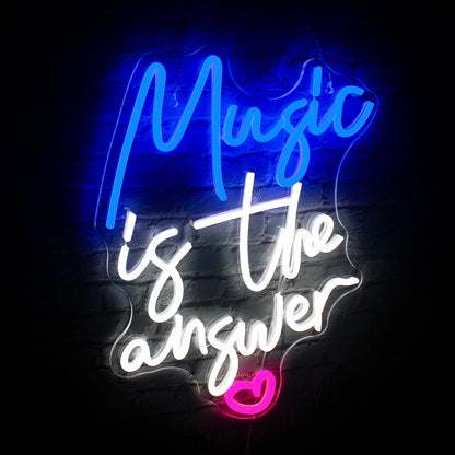 Music is the answer 5V USB LED Ljusskylt - Budgetvänlig
