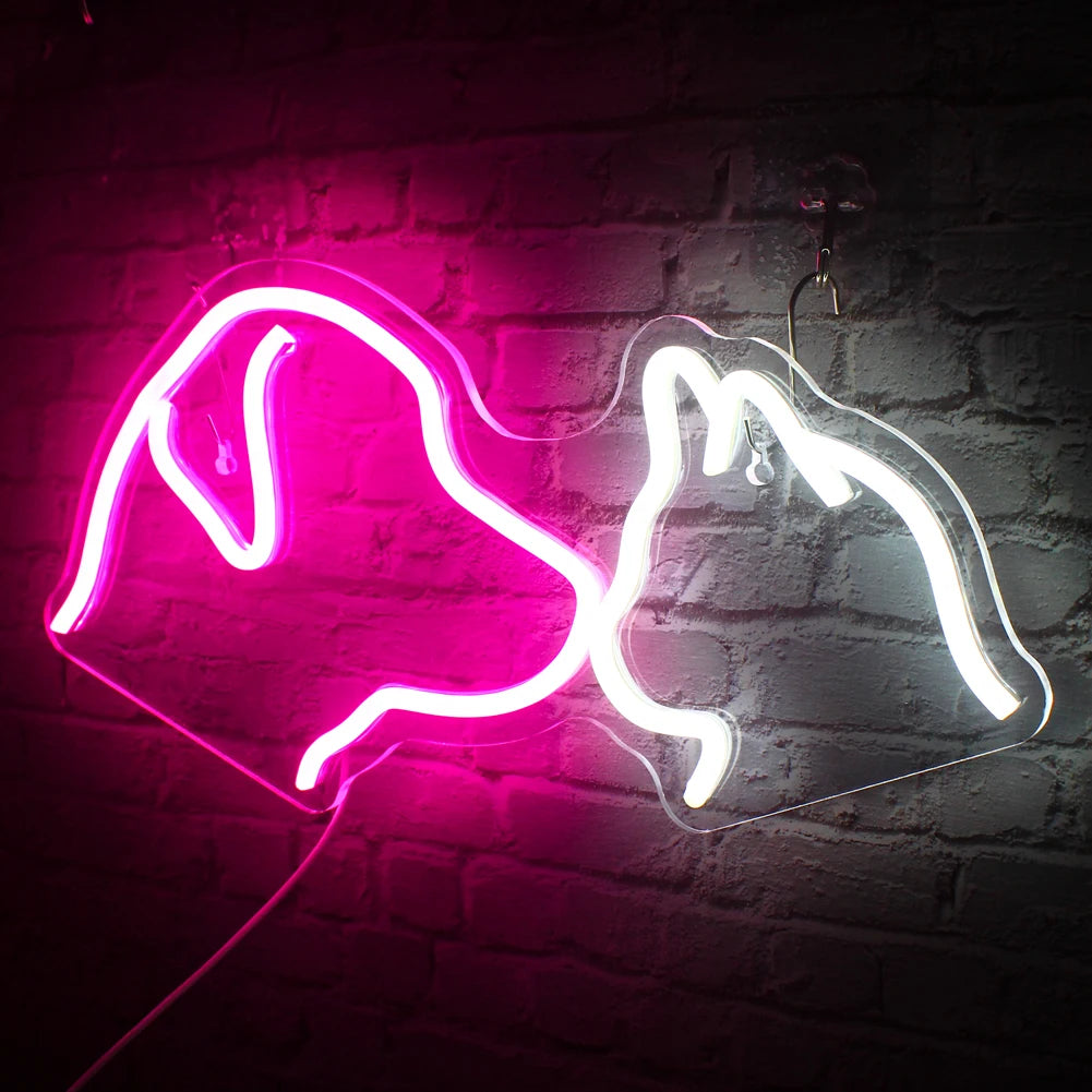 Hund och katt – LED-neonskylt (5 V USB)