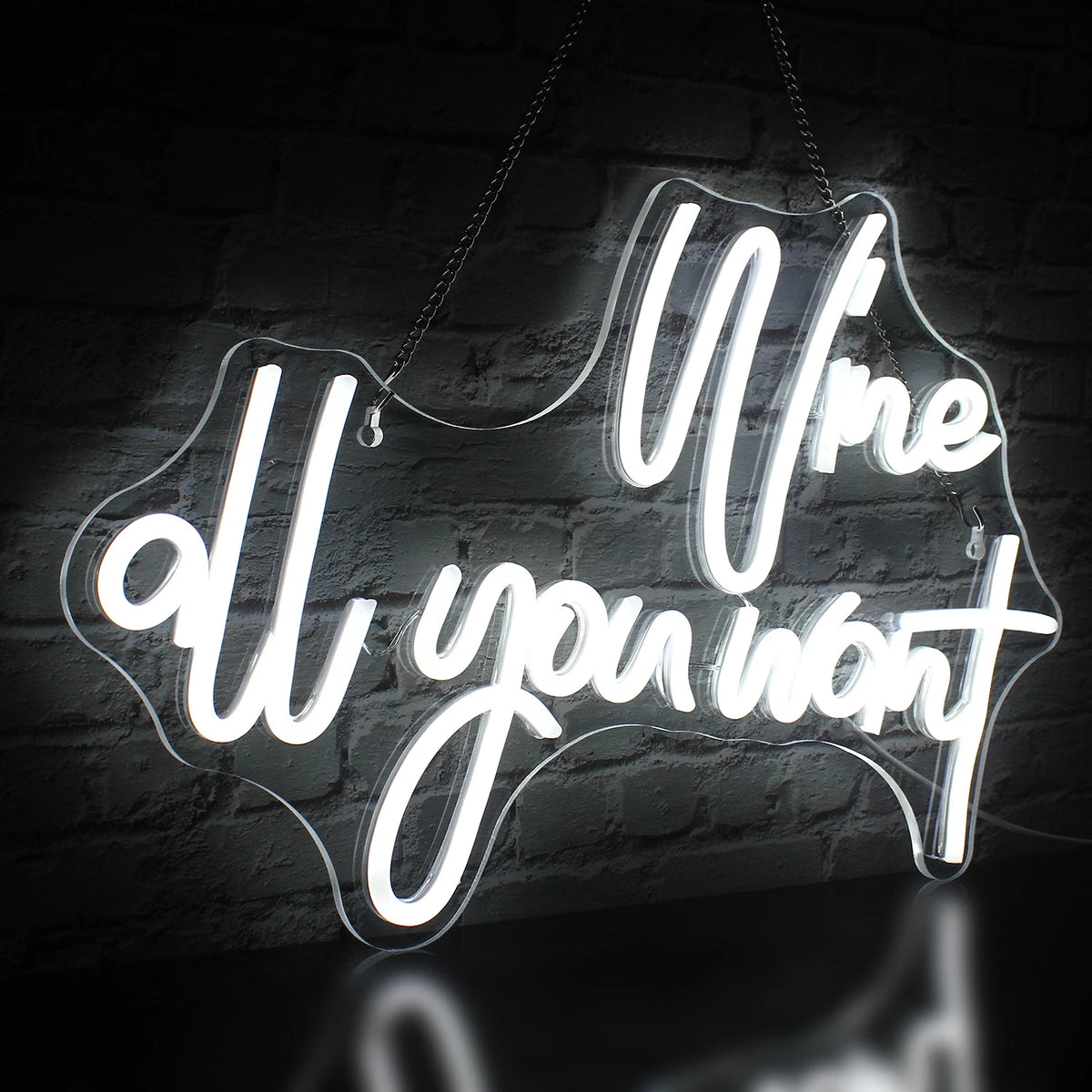 Wine all you want – LED-ljusskylt (5 V USB)