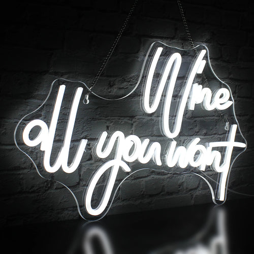 Wine all you want – LED-ljusskylt (5 V USB)