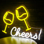 Cheers! – Skålande vinglas – LED-neonskylt (5 V USB)