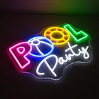 POOL Party – Badboll och badring – LED-neonskylt (5 V USB)