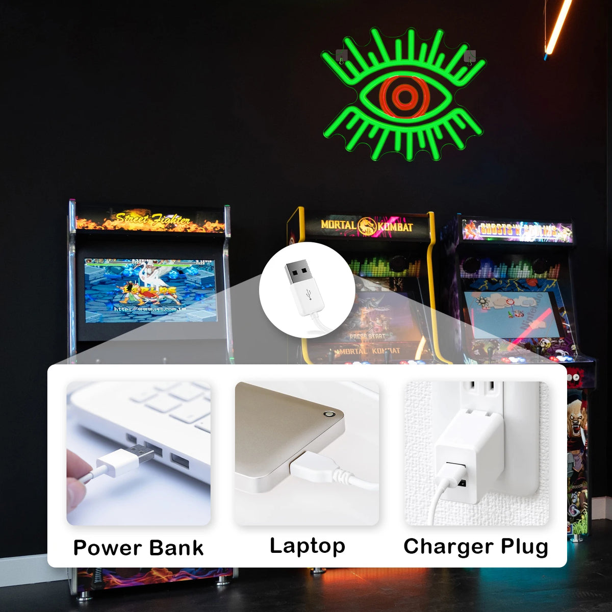 Ögon – LED-neonskylt (5 V USB)