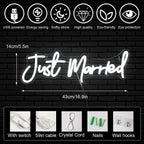 Just Married Wedding – LED-neonskylt (5 V USB)
