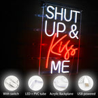 Shut Up & Kiss Me – LED-neonskylt (5 V USB)