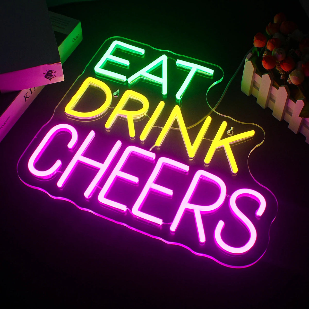 Eat Drink Cheers – LED-ljusskylt (5 V USB)