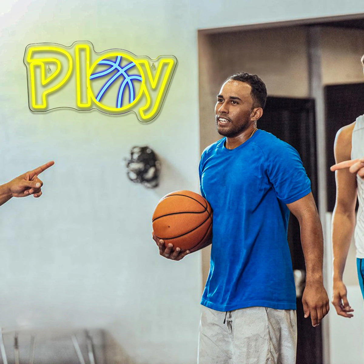 Play – Basketboll som ersätter A – LED-neonskylt (5 V USB)