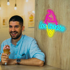 Ice Cream – Glasstrut ovanför texten – LED-ljusskylt (5 V USB)
