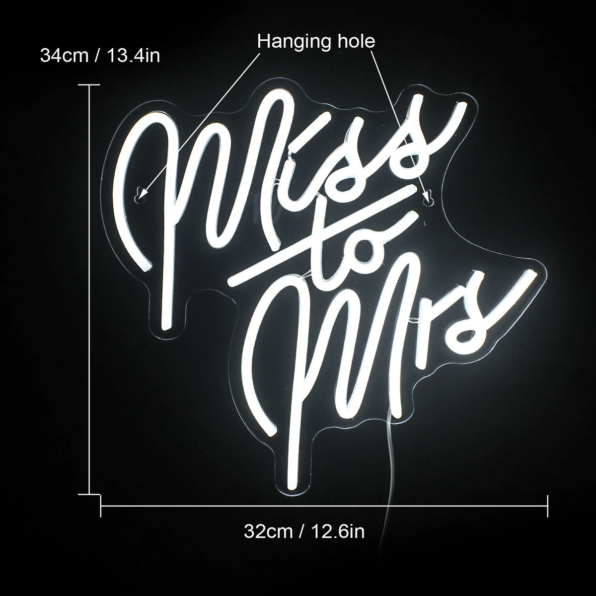Miss To Mrs 5V Mini USB LED Neonskylt - Budgetvänlig