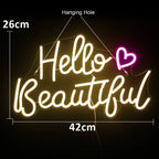Hello Beautiful – LED-neonskylt (5 V USB)