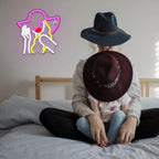 Kvinna med cowboyhatt – LED-neonskylt (5 V USB)