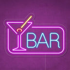 BAR – Cocktailglas och rektangulär kant – LED-ljusskylt (5 V USB)