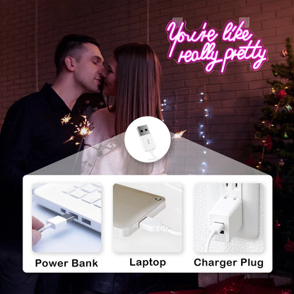 You're Like Really Pretty 5V USB LED Ljusskylt - Prisvärd