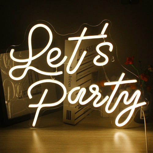 Let's Party – LED-neonskylt (5 V USB)
