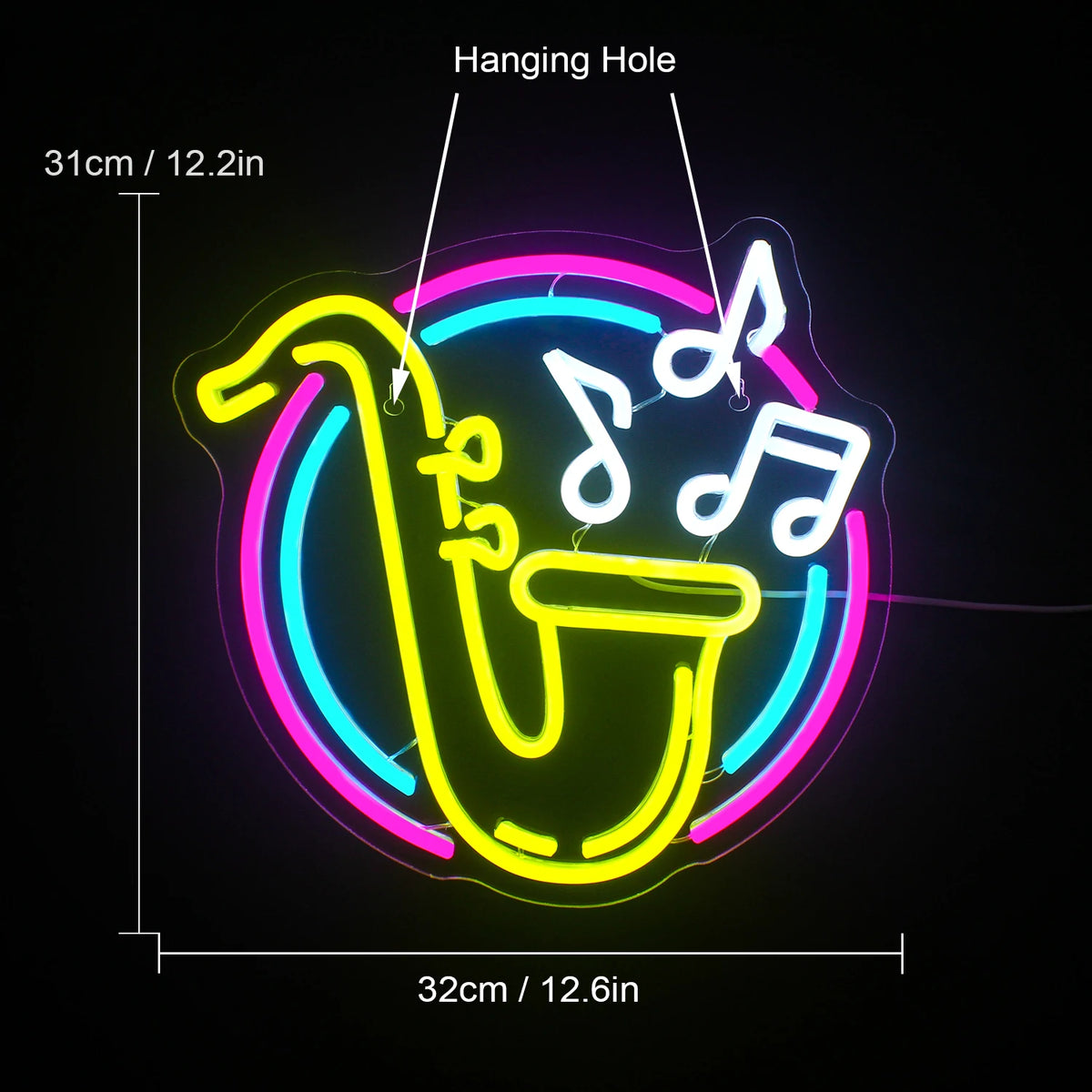 Saxofon – LED-neonskylt (5 V USB)