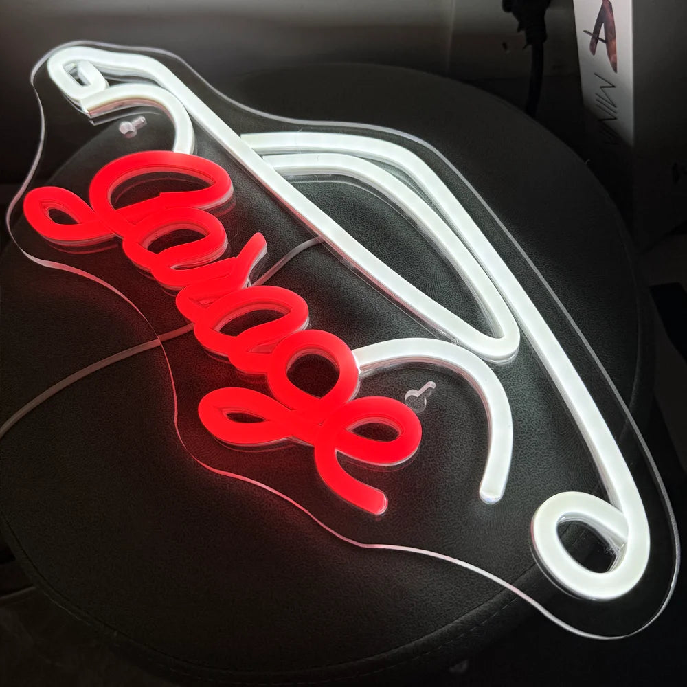 Garage – Bilkontur – LED-neonskylt (5 V USB)