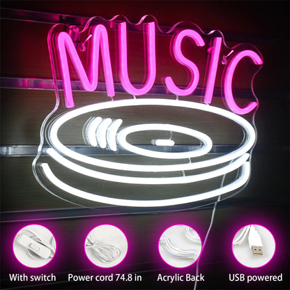 Theartneon Musikskiva 5V Mini USB LED Ljusskylt - Budgetvänlig