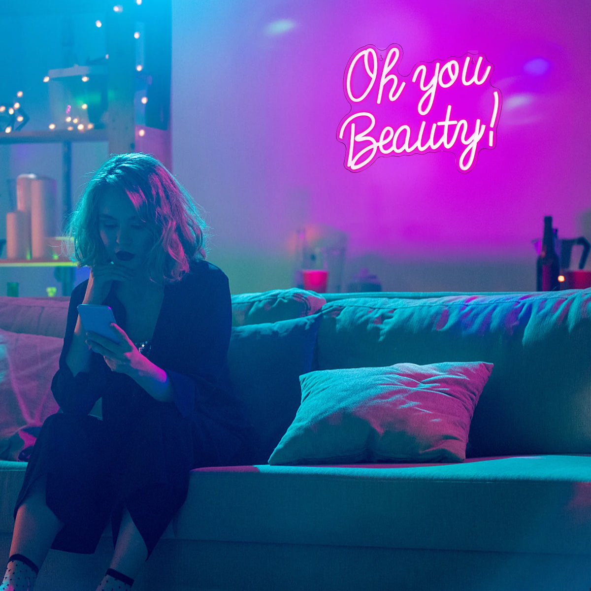 Oh You Beauty – LED-ljusskylt (5 V USB)