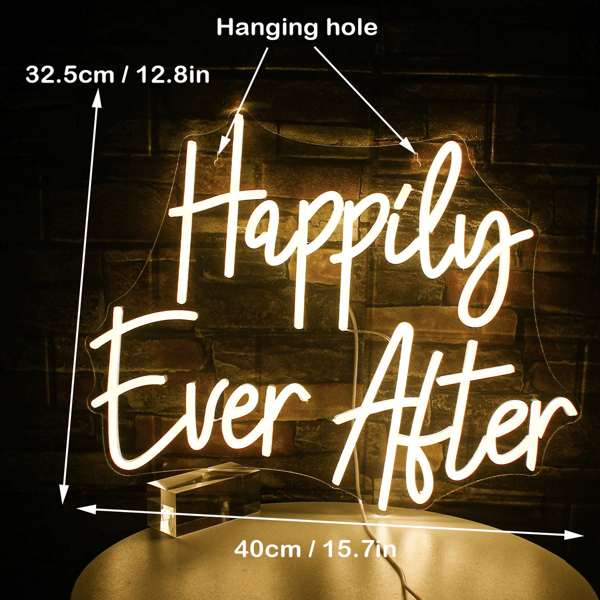 Happily Ever After – Handskriven stil – LED-neonskylt (5 V USB)