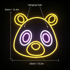 Björn i animestil – LED-neonskylt (5 V USB)