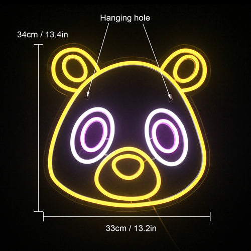 Björn i animestil – LED-neonskylt (5 V USB)