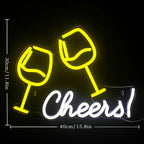 Cheers! – Skålande vinglas – LED-neonskylt (5 V USB)