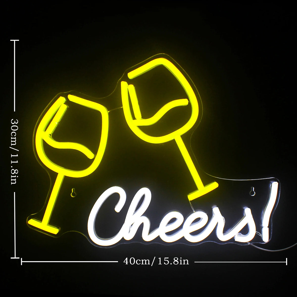 Cheers! – Skålande vinglas – LED-neonskylt (5 V USB)