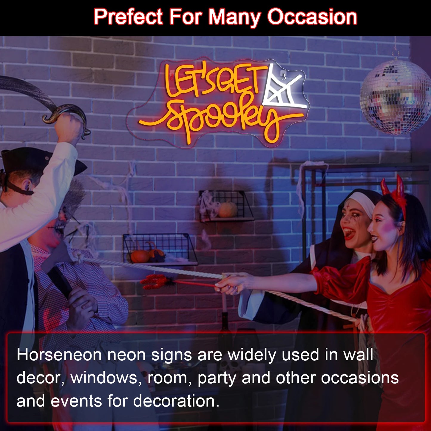 Let's Get Spooky 5V USB LED Neon Sign - Budget Friendly