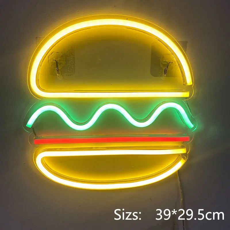 Hamburgare – LED-neonskylt (5 V USB)