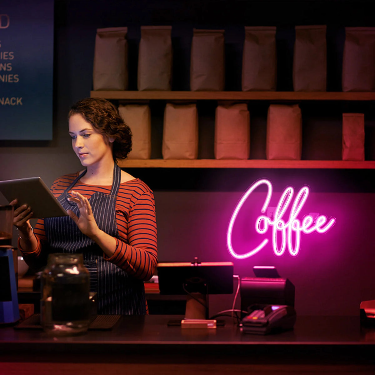 Coffee – Rosa – LED-ljusskylt (5 V USB)
