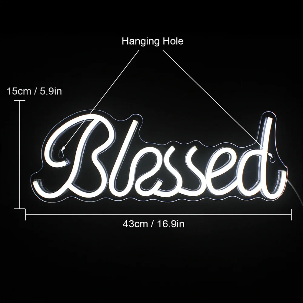 Blessed – LED-neonskylt (5 V USB)