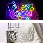 PLAY ROOM – Stjärnor och geometriska detaljer – LED-neonskylt (5 V USB)