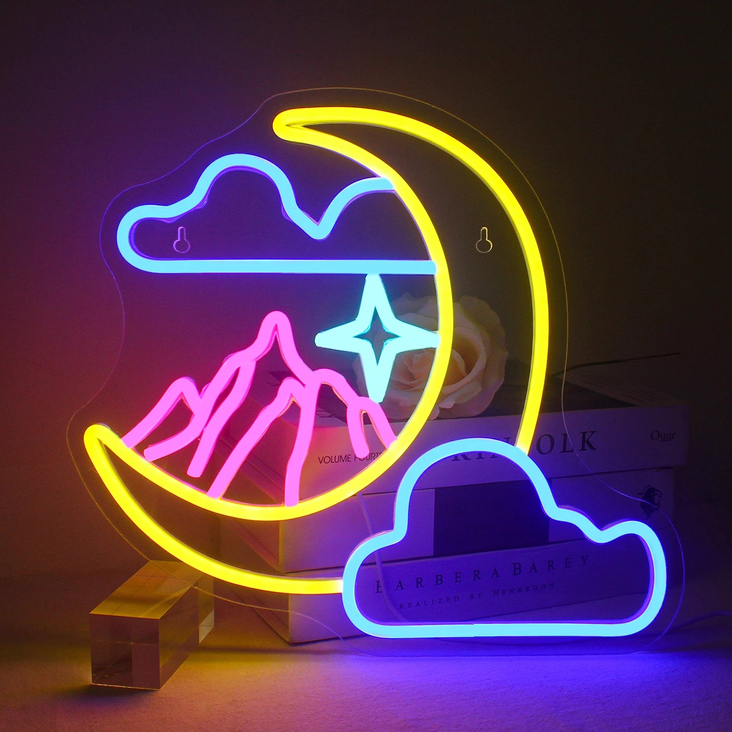 Moon and cloud 5V USB neon sign in its fixed compact size