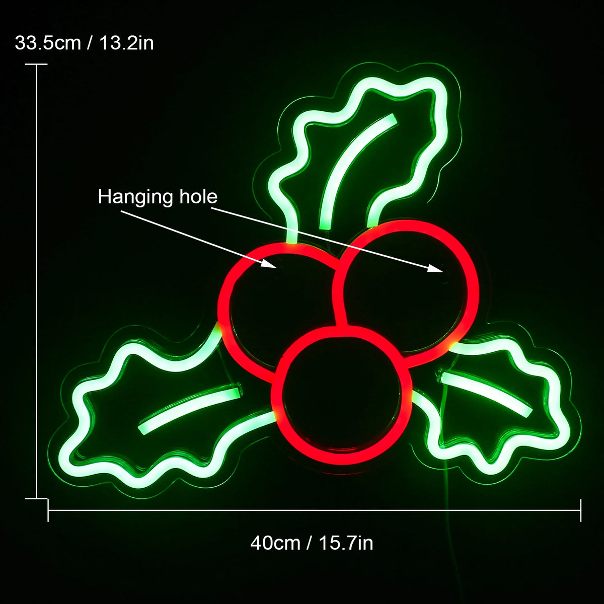 Järnek med bär – LED-neonskylt (5 V USB)