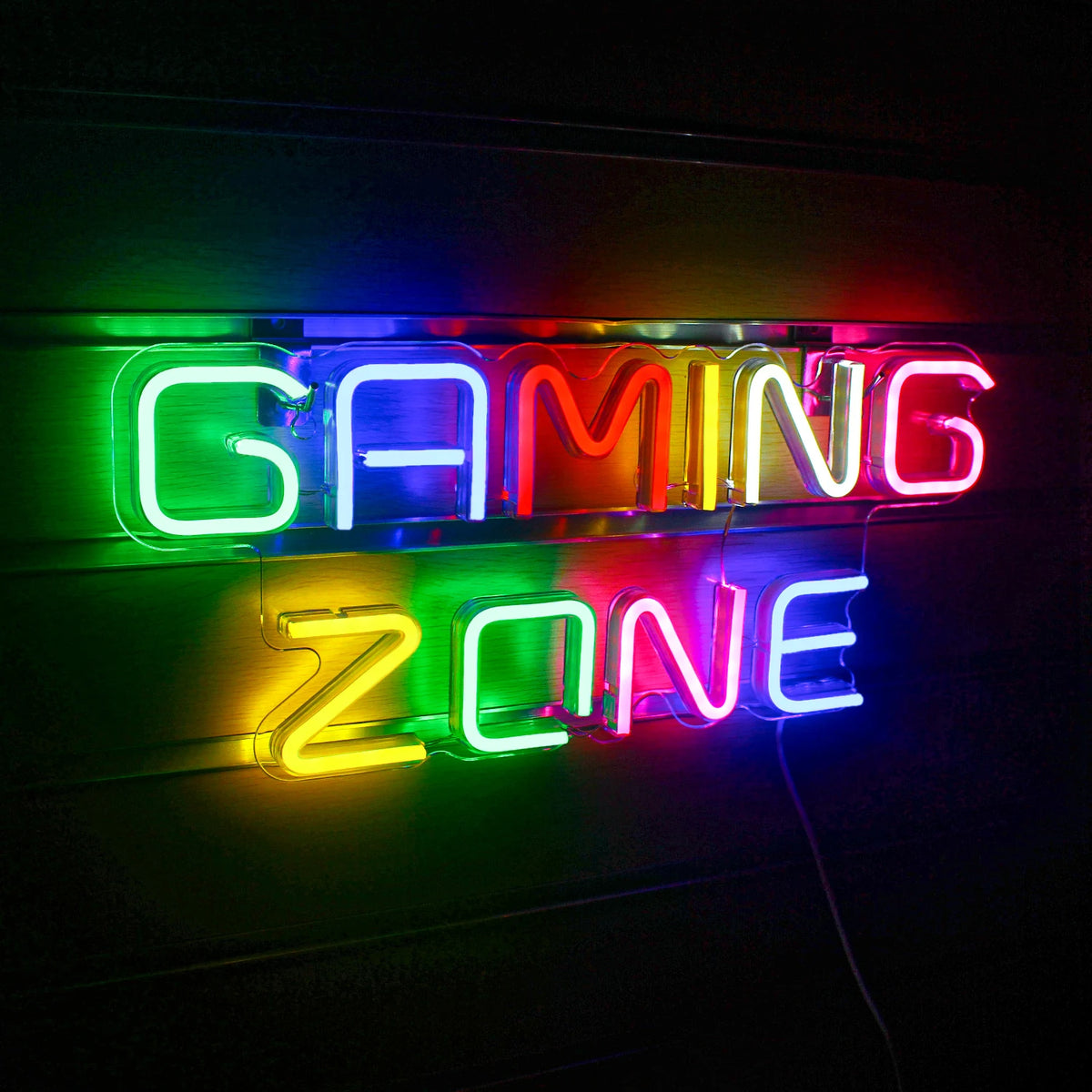 GAMING ZONE – Färgglada bokstäver – LED-neonskylt (5 V USB)