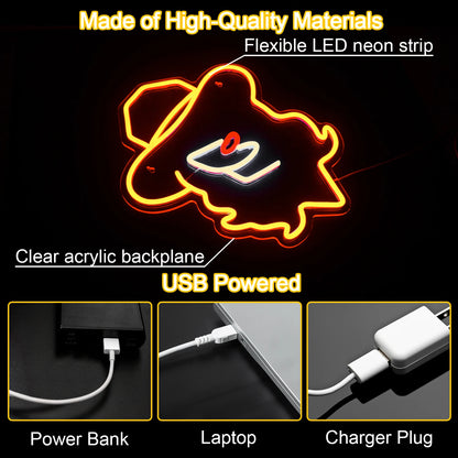 Cowboy Girl Hattar 5V USB LED Ljusskylt - Prisvärd