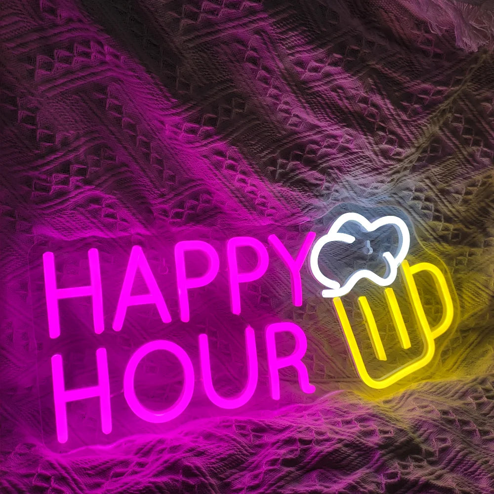 HAPPY HOUR – Ölsejdel – LED-ljusskylt (5 V USB)