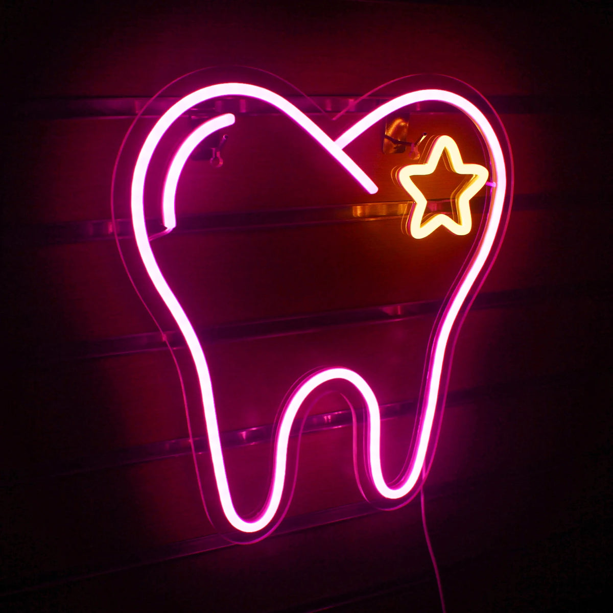 Rosa tand – LED-neonskylt (5 V USB)