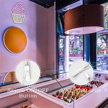 Cupcake 5V USB LED Neonskylt - Budgetvänlig
