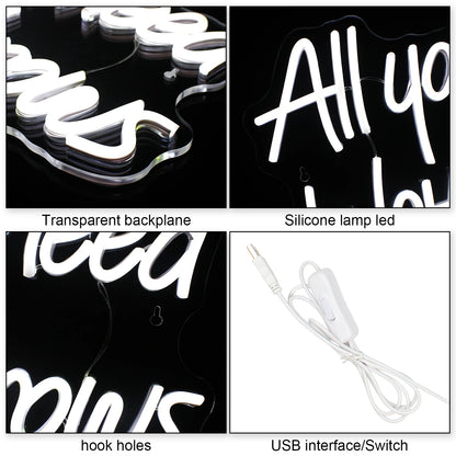 Allt du behöver är ögonbryn 5V USB LED Ljusskylt - Budgetvänlig
