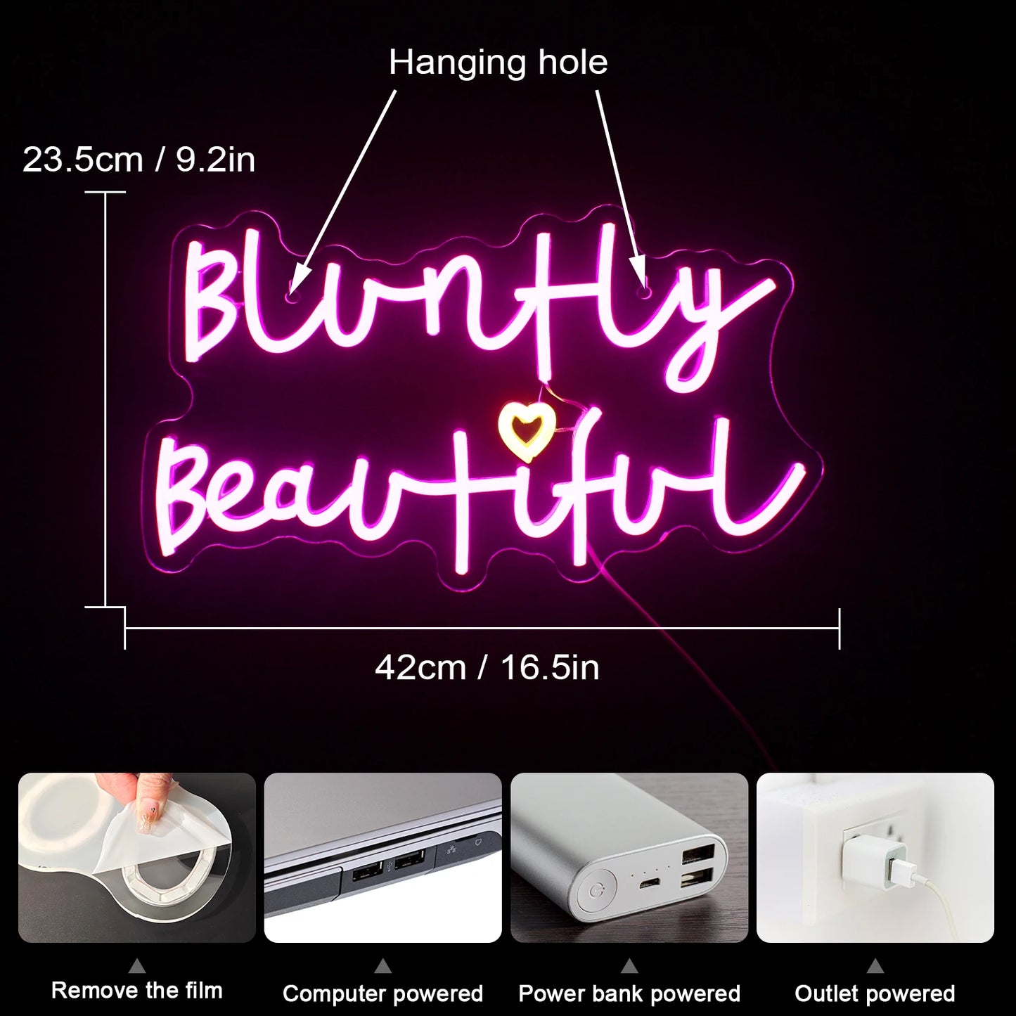 Bluntly Beautiful 5V USB LED Ljusskylt - Prisvärd