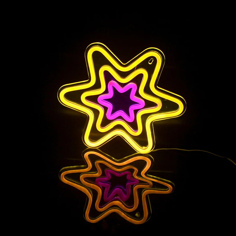 Hexagonal Stjärna 5V USB LED Neonskylt - Prisvänlig