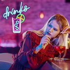 drinks – Glas med sugrör och citrusskiva – LED-ljusskylt (5 V USB)