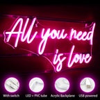 All You Need Is Love – LED-neonskylt (5 V USB)