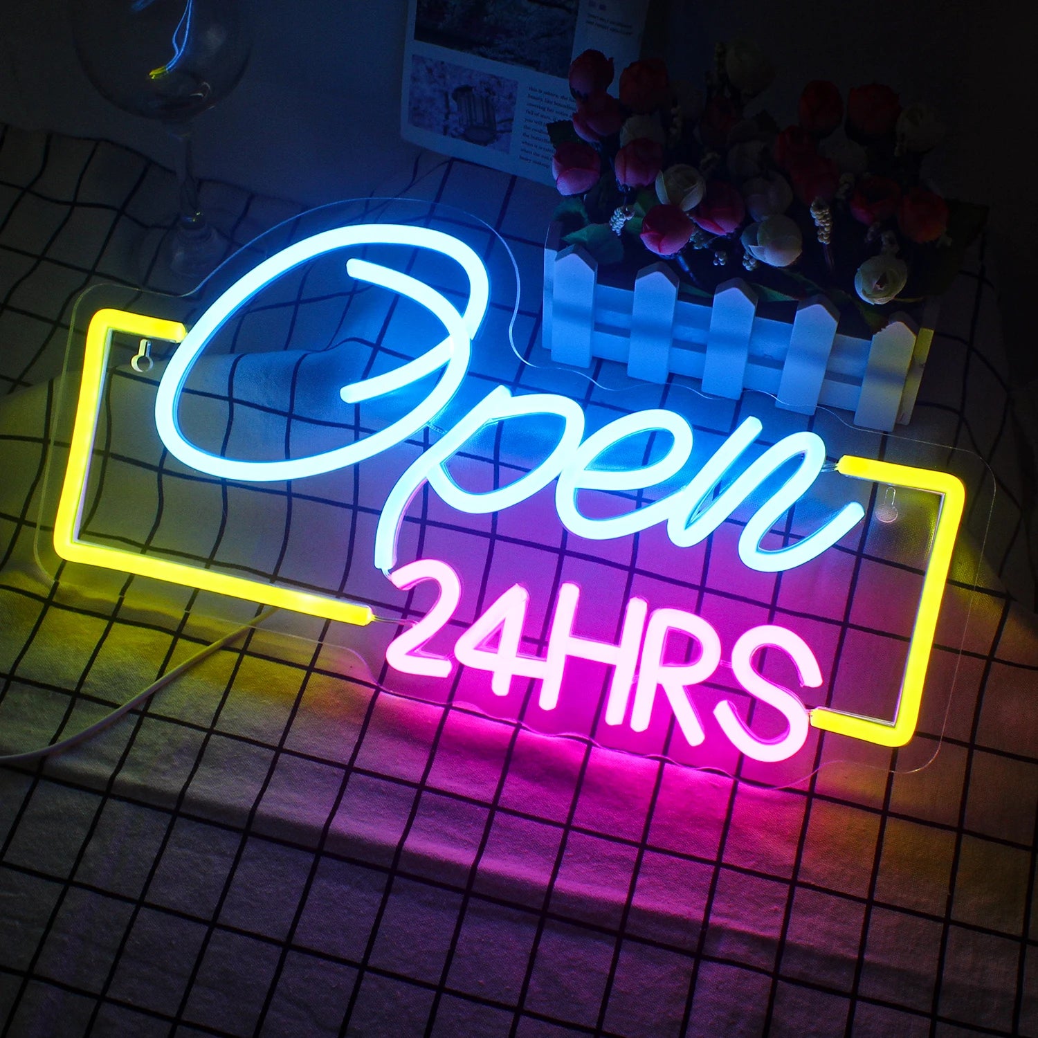 24HRS Öppet 5V USB Neonskylt - Prisvärd