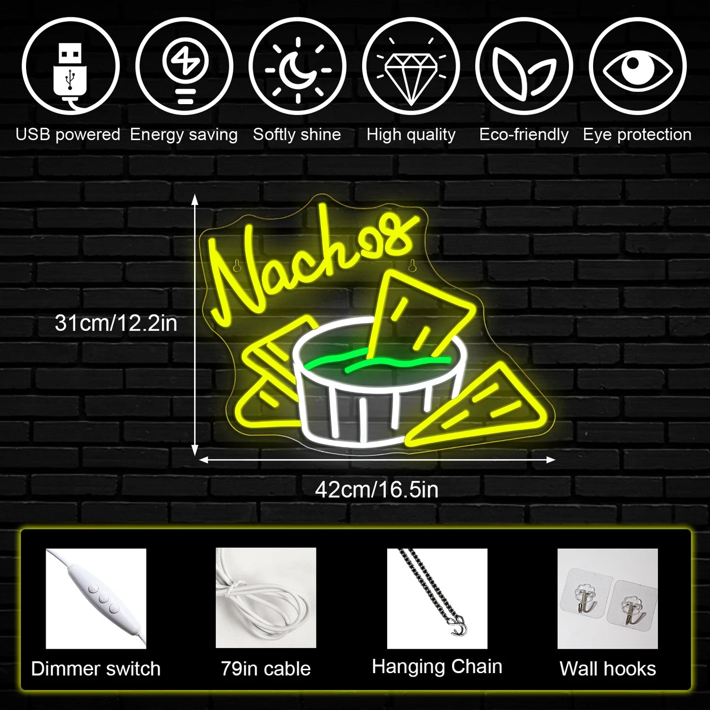 Nachos 5V USB LED Ljusskylt - Budgetvänlig