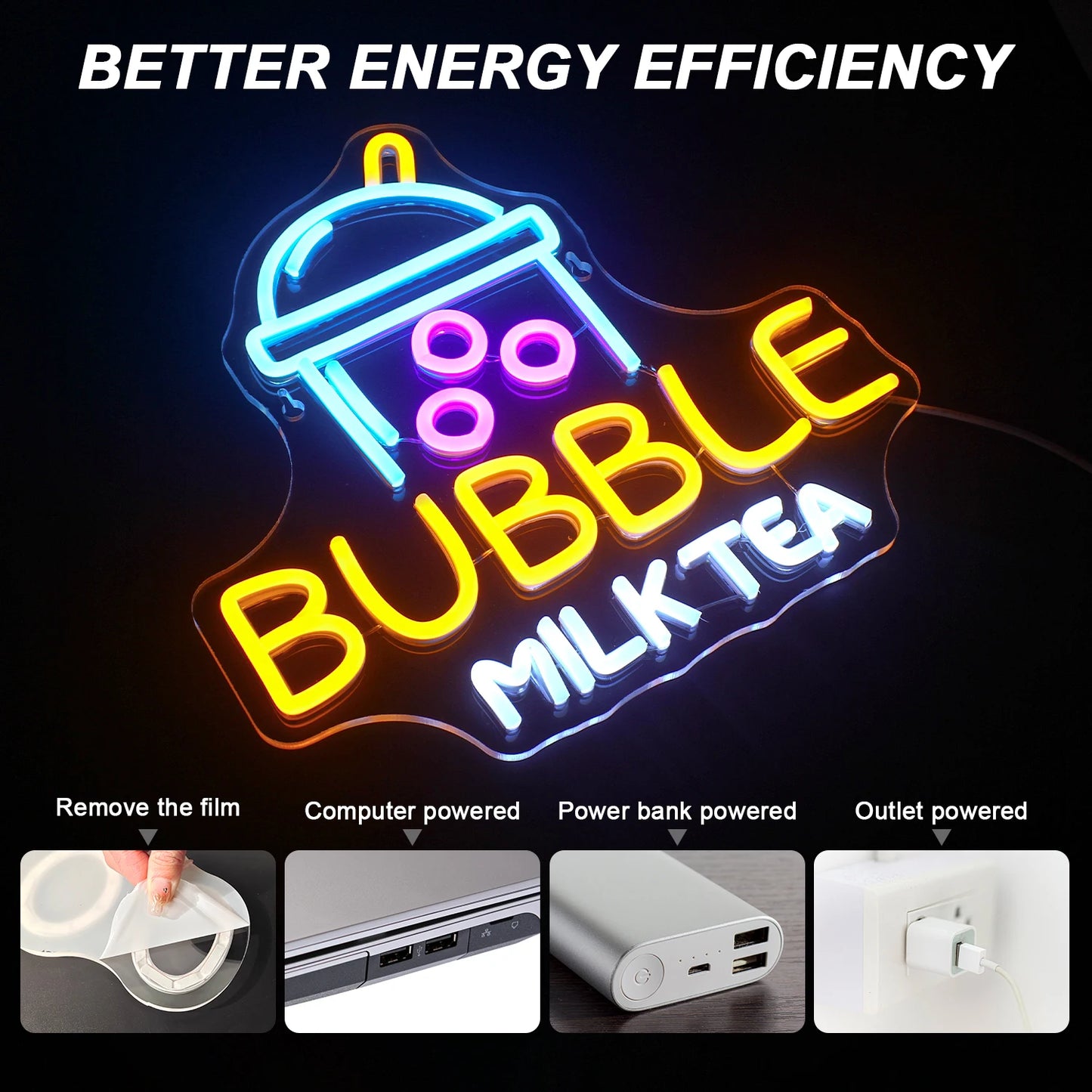 Bubble Milk Tea 5V USB LED Neon Sign - Budget Friendly