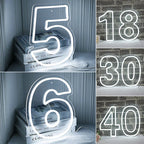 Födelsedagssiffror 0–9 – LED-neonskylt (5 V USB)